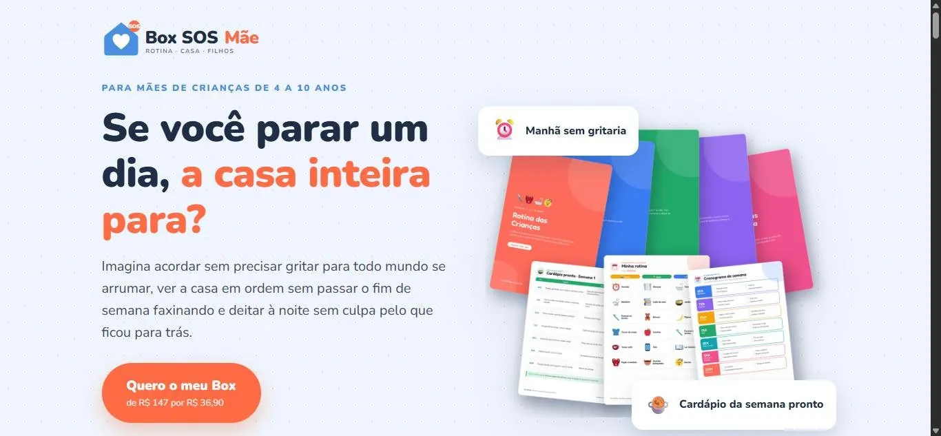 Página do Box SOS Mãe