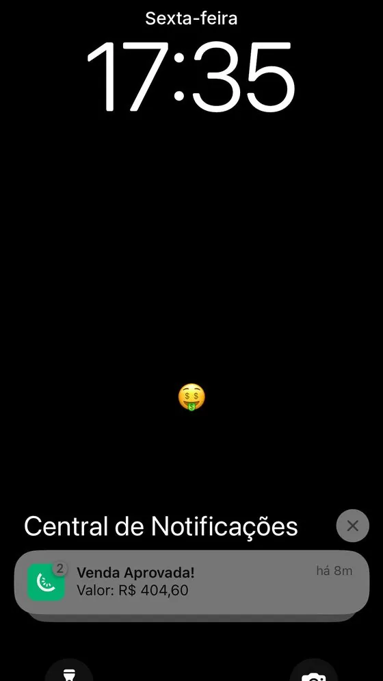 Notificação de venda aprovada de R$ 404,60